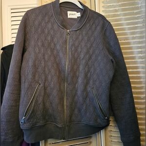 PACT Quilted Cotton Bomber Jacket size Large gray
